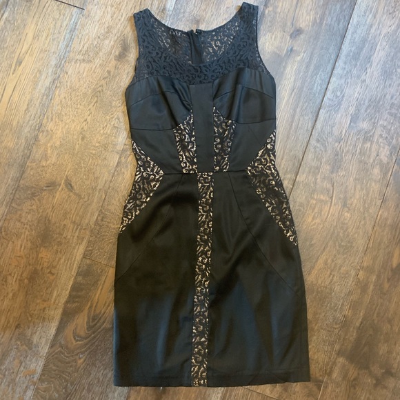 Jill Stuart Dress Black Satin & Lace LBD - Picture 3 of 10